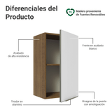 Alacena Cocina 40 cm 1 Puerta Marrón/Blanco Aterciopelado Lux Madesa