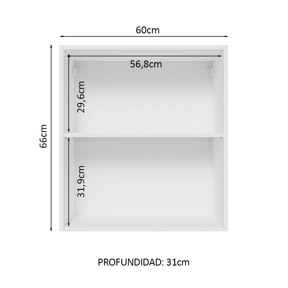 Alacena 60 cm 1 Puerta Lux Blanco/Negro