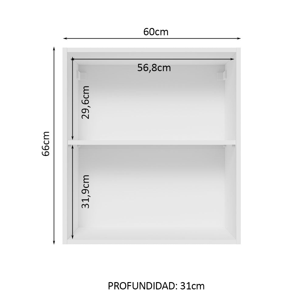 Alacena 60 cm 1 Puerta Lux Blanco/Gris