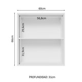 Alacena 60 cm 1 Puerta Lux Blanco/Gris