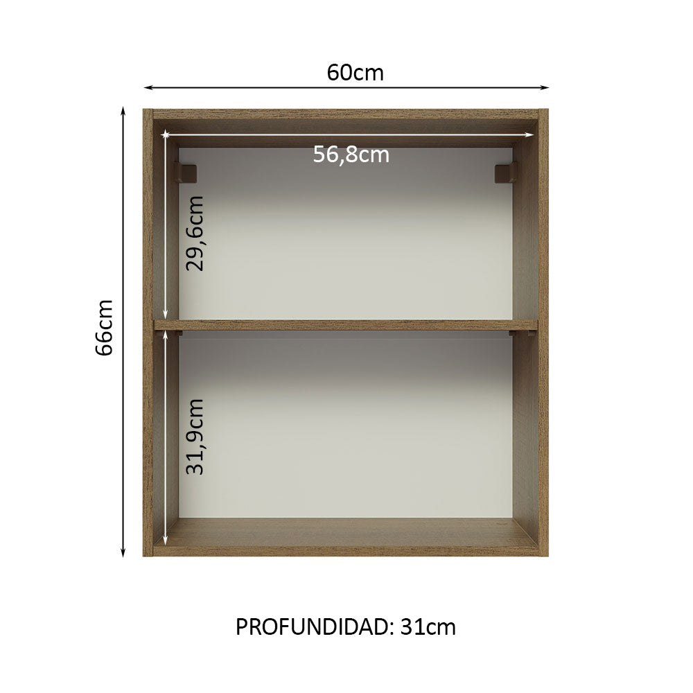 Alacena 60 cm 1 Puerta Lux Marrón/Blanco