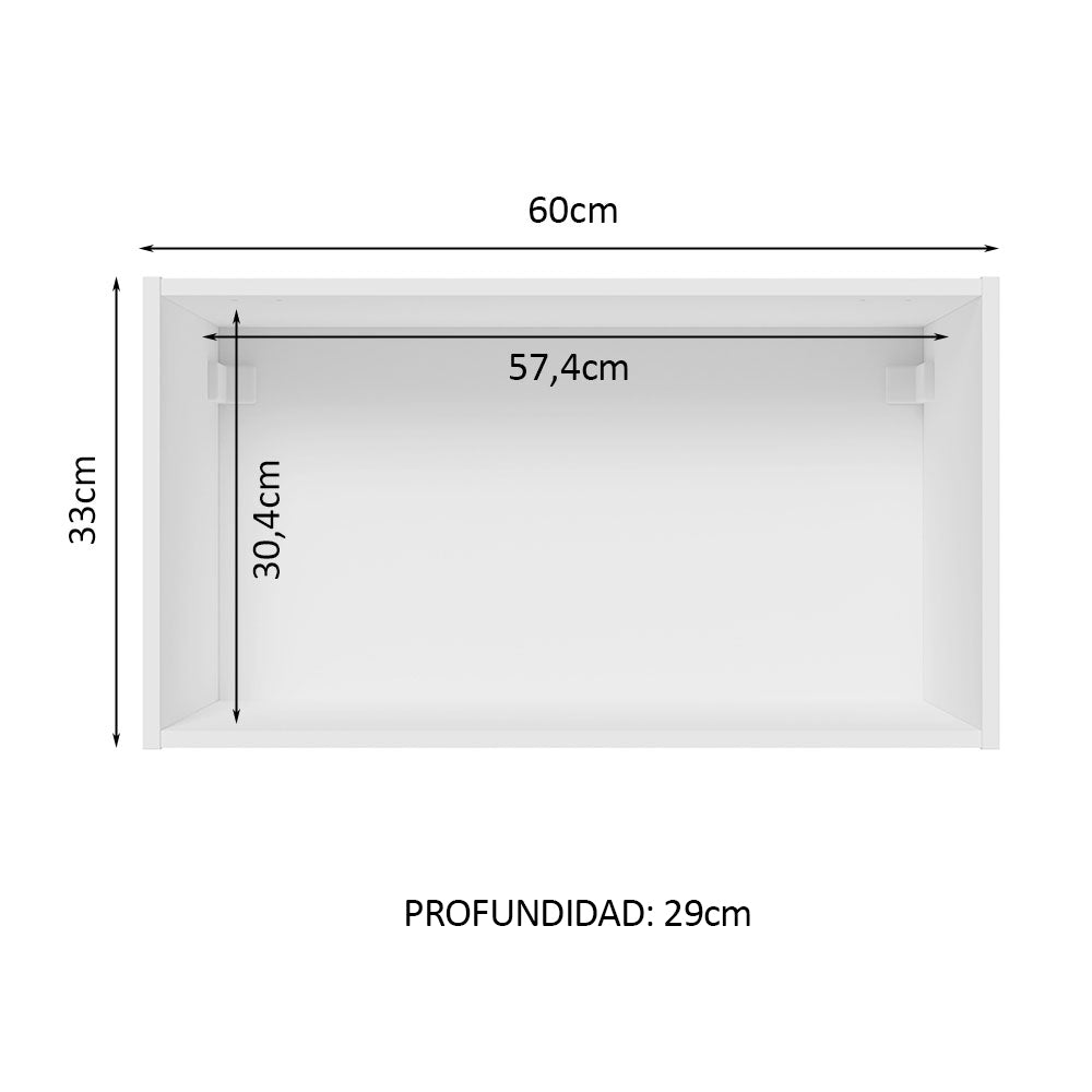 Alacena Cocina 100% MDF 60 cm 1 Puerta Abatible Blanco Smart Madesa