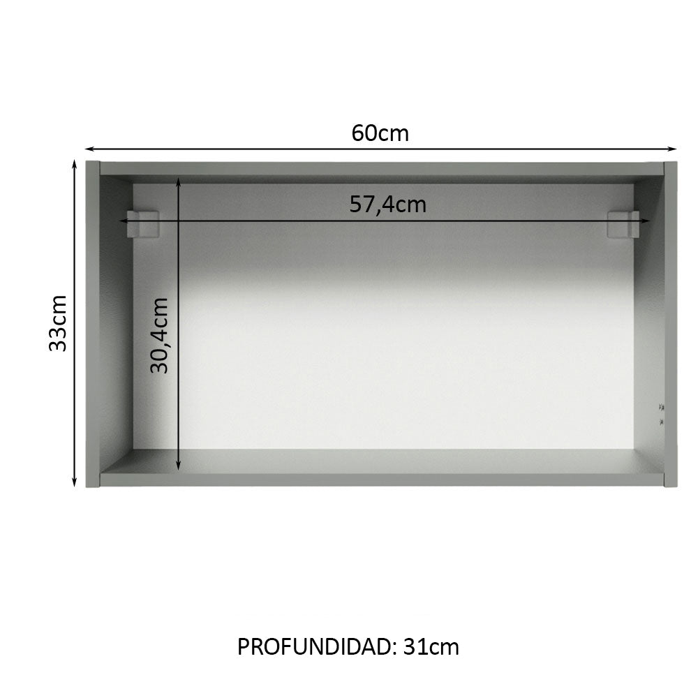 Alacena 60 cm 1 Puerta Rebatible Nice Gris