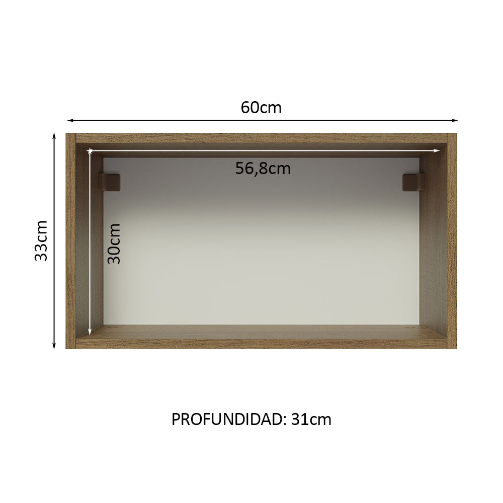 Alacena 60 cm 1 Puerta Rebatible Marrón/Blanco Glamy Madesa
