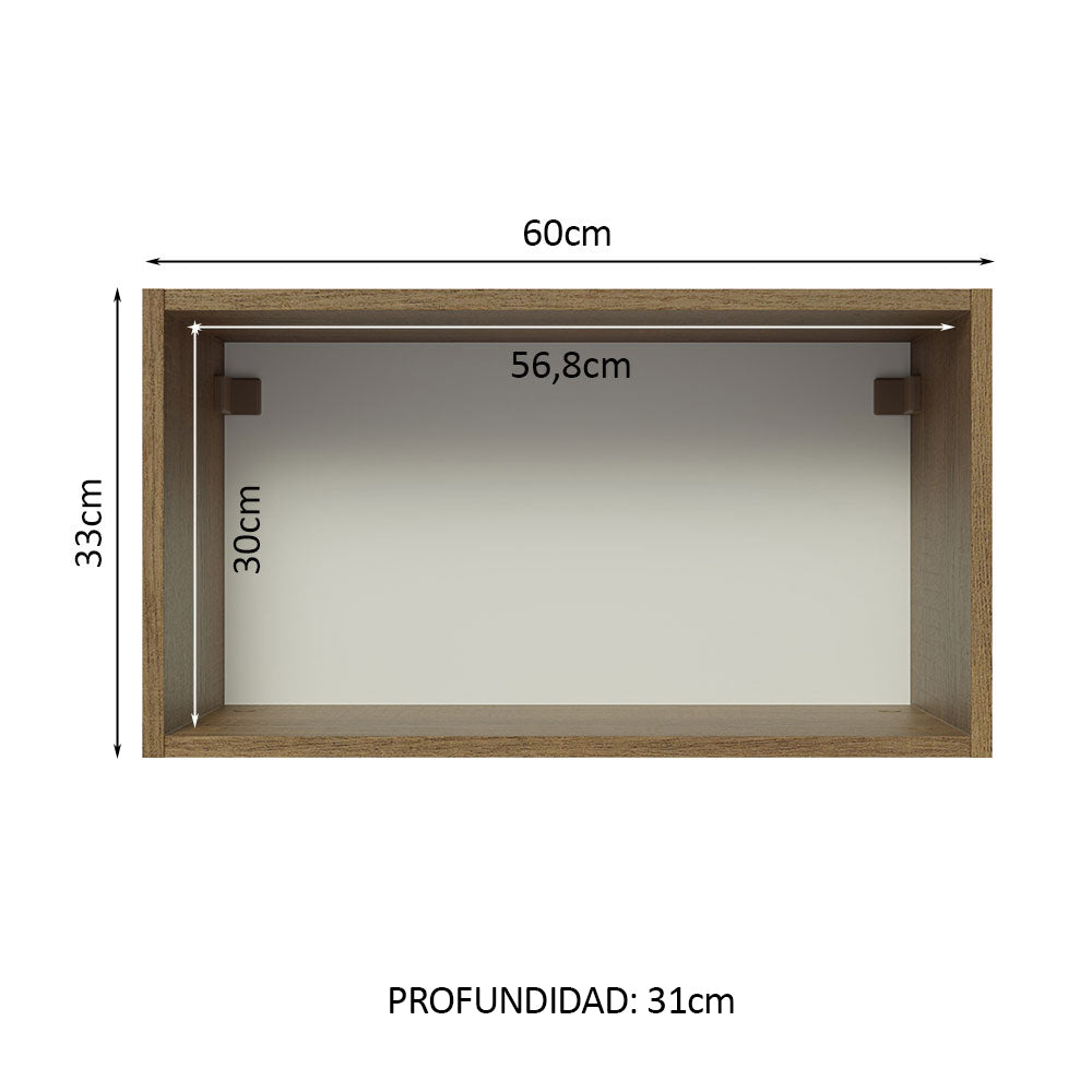 Alacena 60 cm 1 Puerta Lux Marrón/Gris