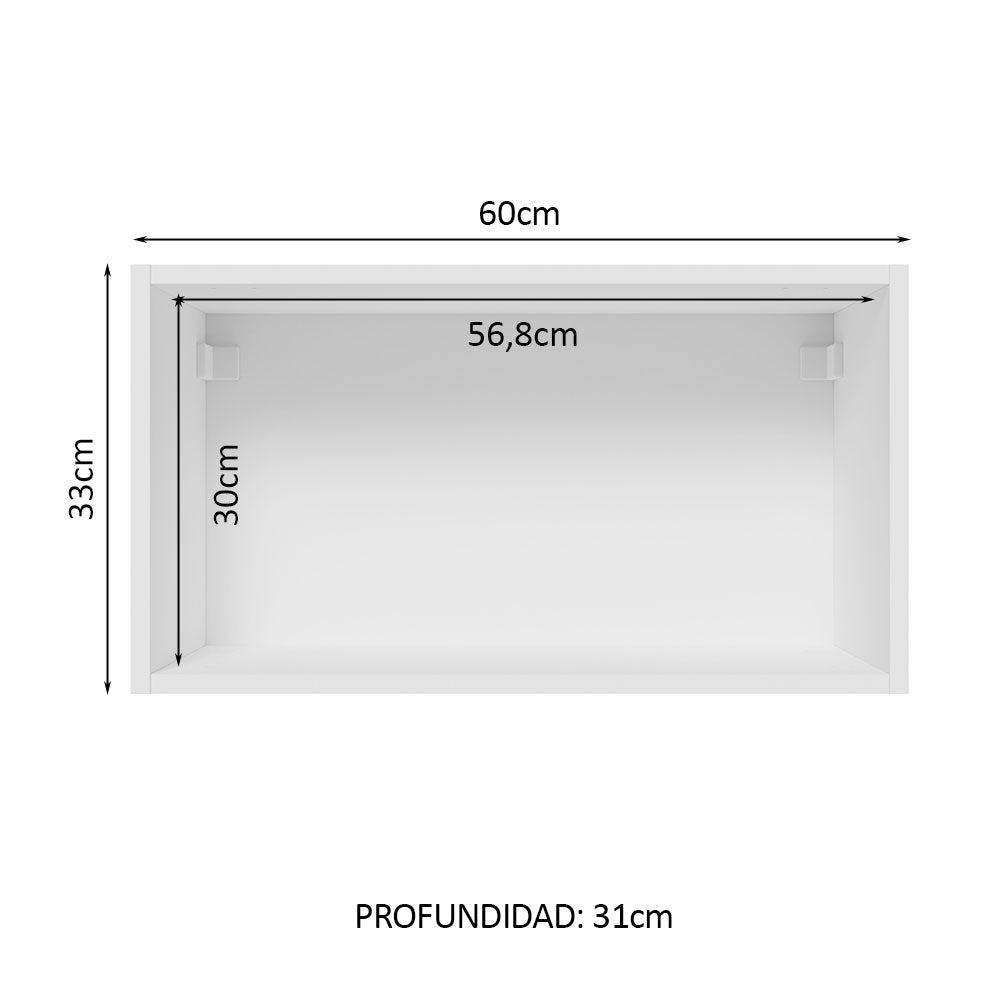 Alacena 60 cm 1 Puerta Lux Blanco/Gris