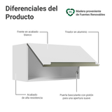 Alacena Cocina 60 cm 1 Puerta Abatible Blanco/Blanco Aterciopelado Lux Madesa
