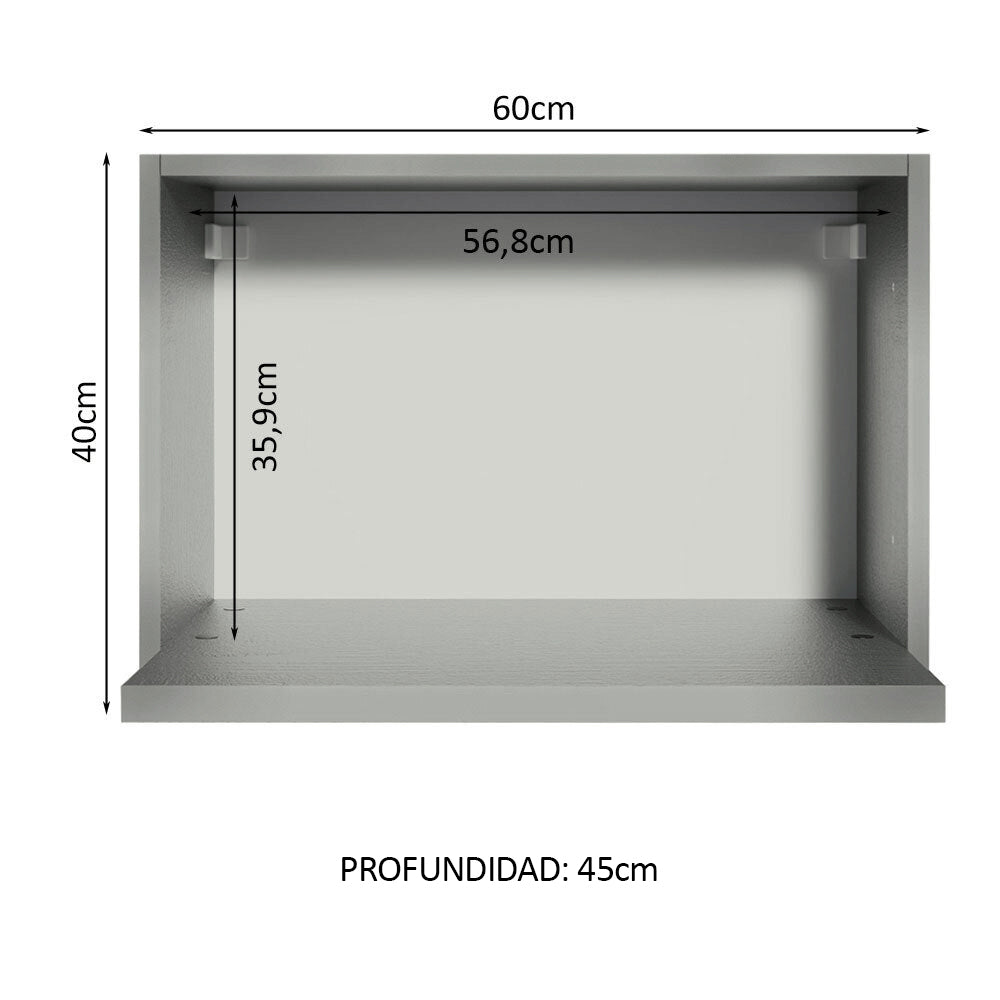 Alacena 60 cm Nicho para Microondas y Horno Nice Gris