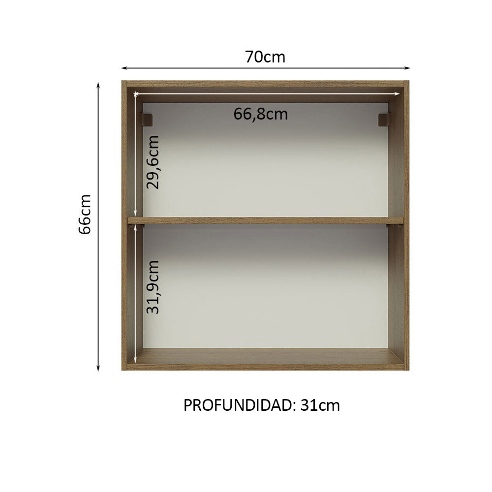 Alacena 70 cm 2 Puertas Marrón/Blanco Glamy Madesa