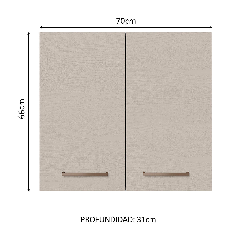 Alacena 70 cm 2 Puertas Agata Marrón/Crema
