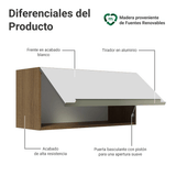Alacena Cocina 70 cm 1 Puerta Marrón/Blanco Aterciopelado Lux Madesa