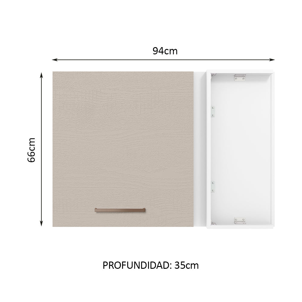 Alacena 94 cm 1 Puerta Agata Blanco/Crema