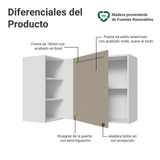 Alacena Cocina Esquinera Para Línea 60 cm de Profundidad Blanco/Crema Vik Madesa