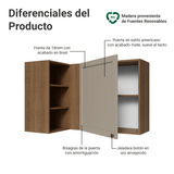Alacena Cocina Esquinera Para Línea 60 cm de Profundidad Marrón/Crema Vik Madesa