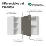 Alacena esquinero Para Linha 60 cm de Profundidade Blanco/Gris Vik Madesa