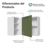 Alacena esquinero Para Linha 60 cm de Profundidade Blanco/Verde Vik Madesa