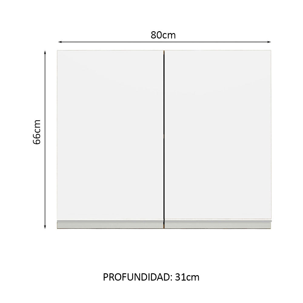 Alacena 80 cm 2 Puertas Glamy Marrón/Blanco