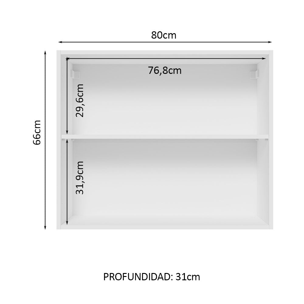 Alacena 80 cm 2 Puertas Lux Blanco/Negro