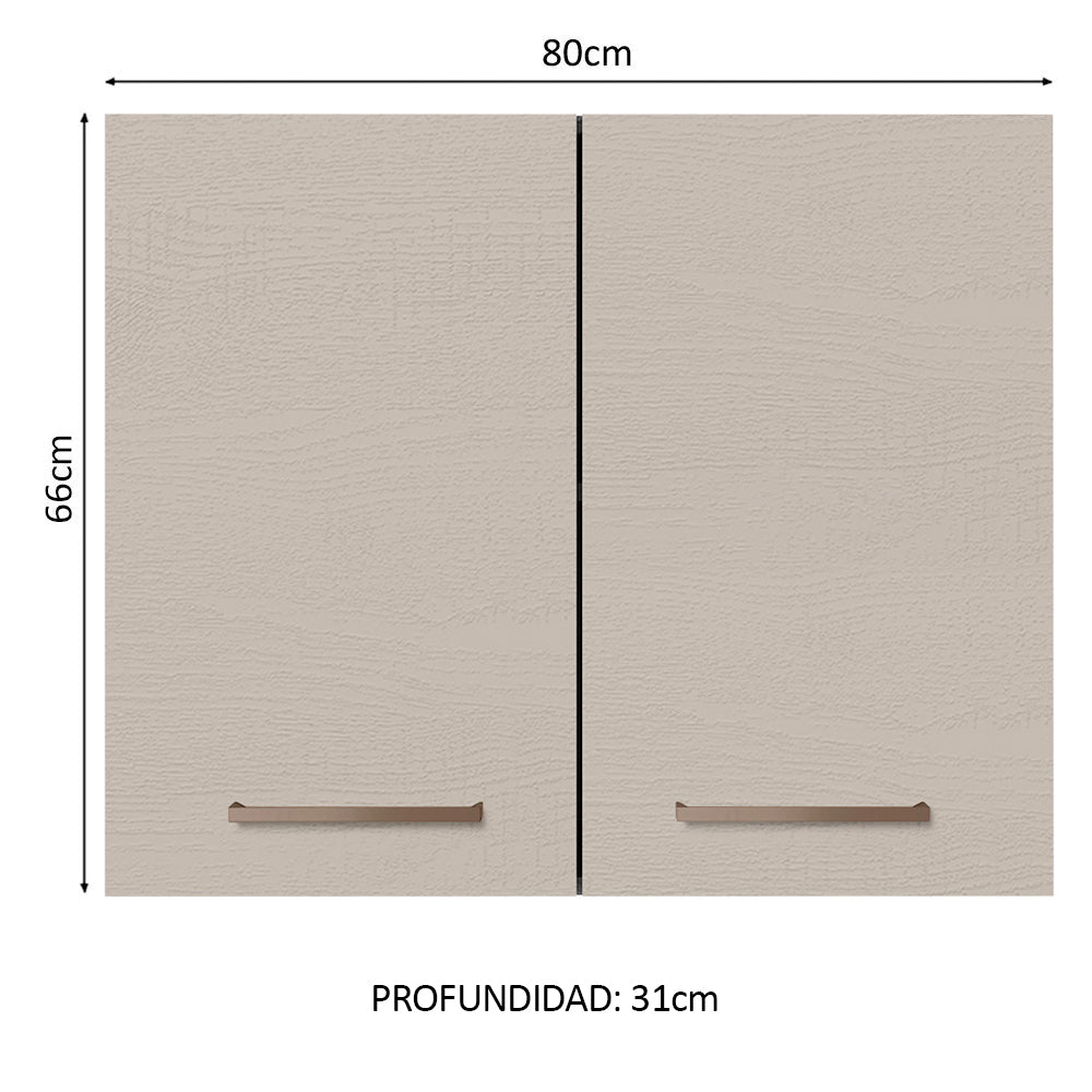 Alacena 80 cm 2 Puertas Agata Marrón/Crema