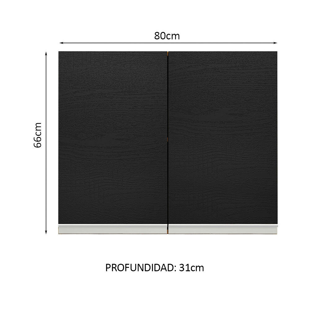 Alacena Gabinete Superior Cocina Madesa Glamy 80cm Marrón/Negro