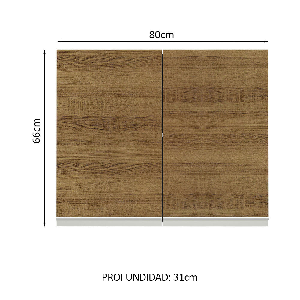 Alacena 80 cm 2 Puertas Glamy Blanco/Marrón