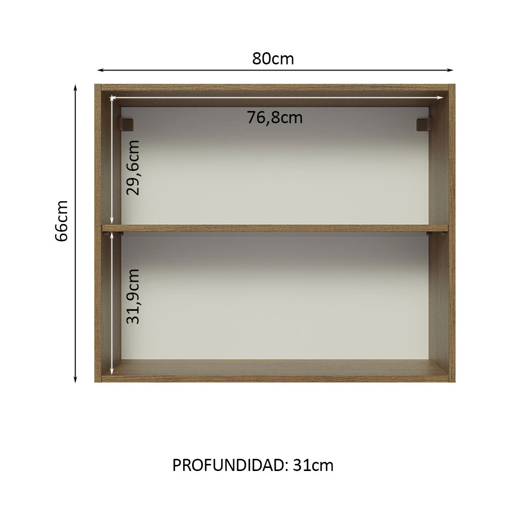 Alacena 80 cm 2 Puertas Lux Marrón/Gris