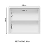 Alacena 80 cm 2 Puertas Lux Blanco/Gris
