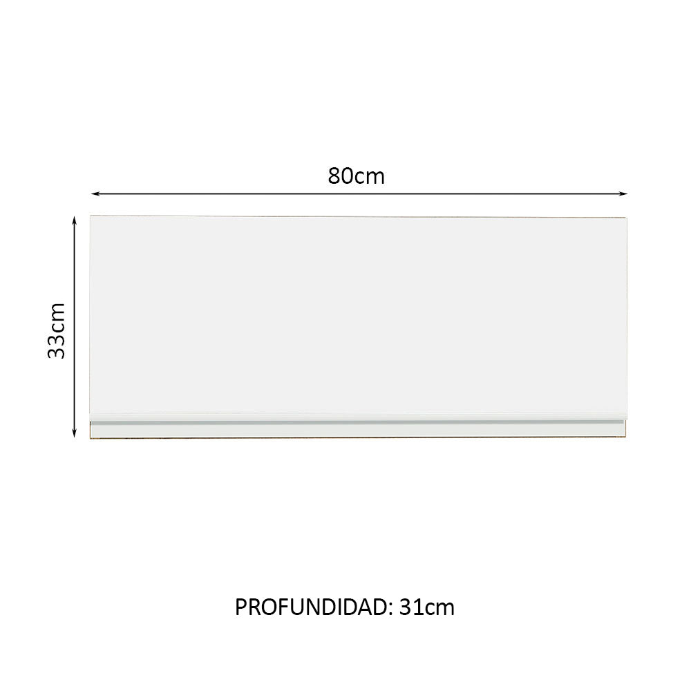 Alacena 80 cm 1 Puerta Glamy Marrón/Blanco