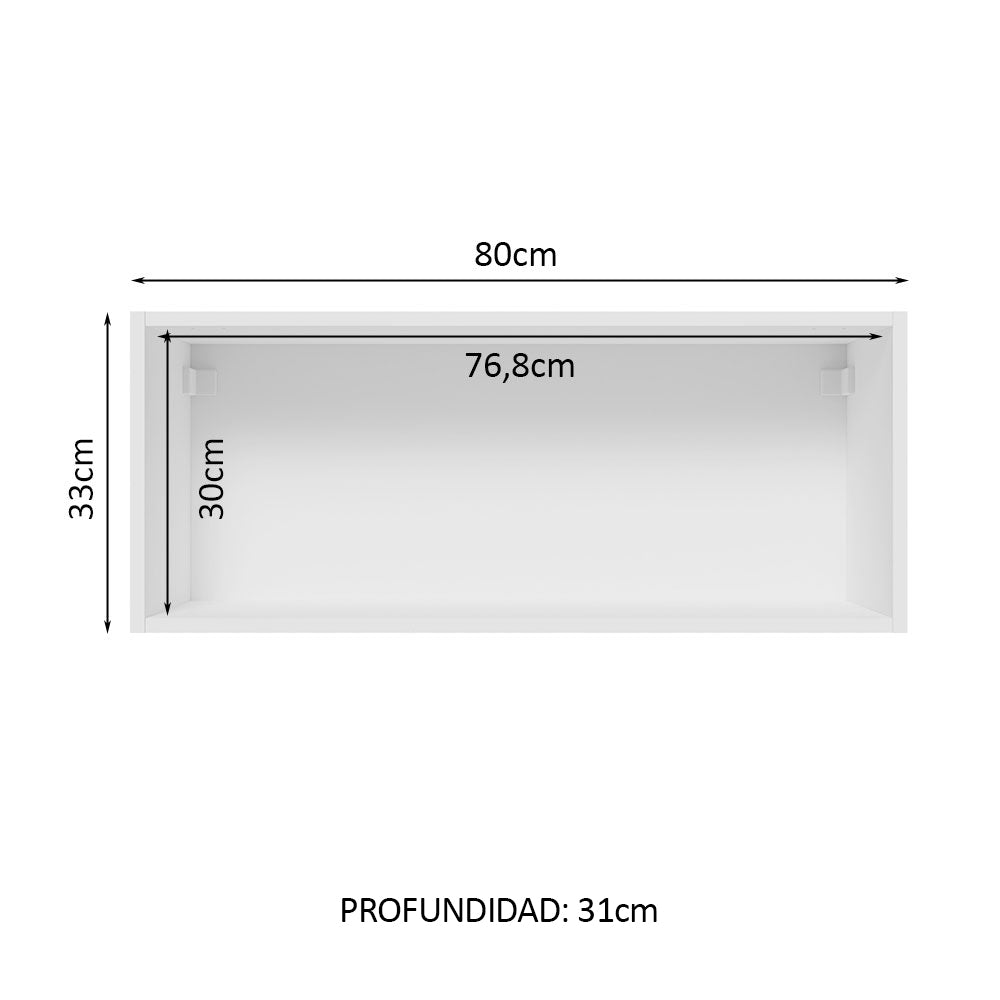 Alacena 80 cm 1 Puerta Lux Blanco/Negro