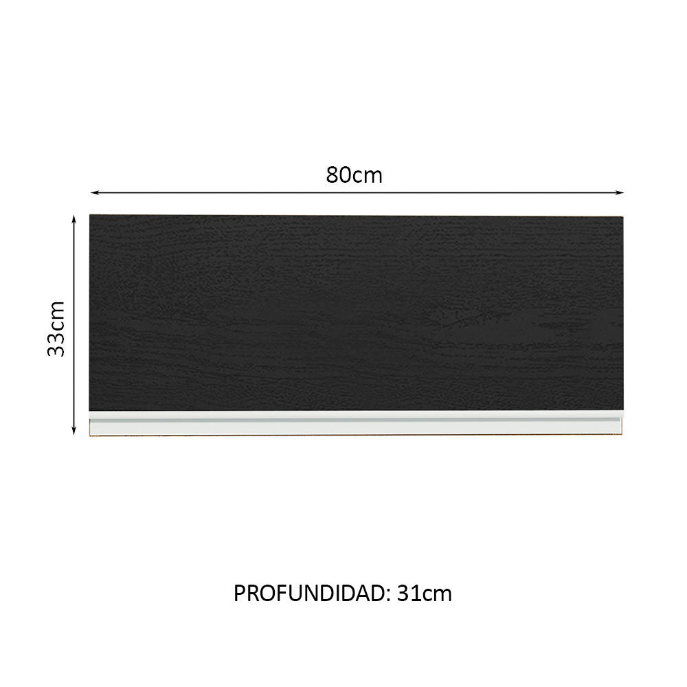 Alacena Gabinete Superior Cocina Madesa Glamy 80cm 1 Puerta Marrón/Negro