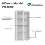 Cristalero 70 cm 2 Puertas de Vidrio Blanco Vik Madesa