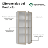 Módulo Cristaleiro 70 cm 2 Puetas de Vidrio Blanco/Crema Vik Madesa