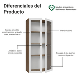 Cristalero 70 cm 2 Puertas de Vidrio Vik Marrón/Blanco