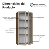 Módulo Cristaleiro 70 cm 2 Puetas de Vidrio Marrón/Crema Vik Madesa
