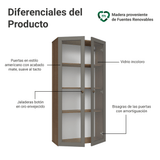 Cristalero 70 cm 2 Puertas de Vidrio Vik Marrón/Gris