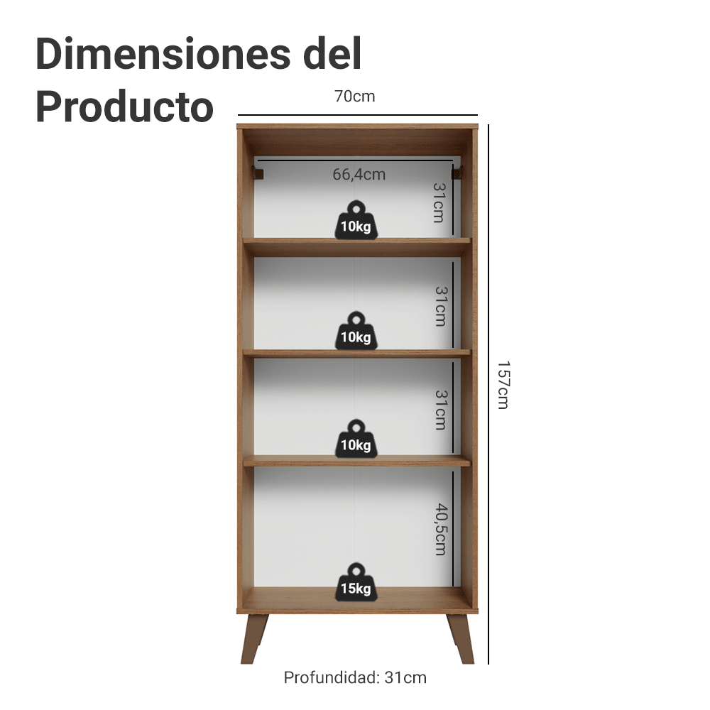 Cristalero 70 cm 2 Puertas de Vidrio con Patas Trapecio Vik Marrón/Blanco/Marrón