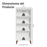 Cristalero 70 cm 2 Puertas de Vidrio con Patas Trapecio Vik Blanco/Marrón