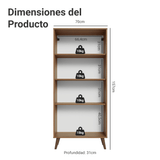 Cristalero 70 cm 2 Puetas de Vidrio con Patas Cónicas Marrón/Crema/Marrón Vik Madesa