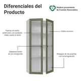 Cristalero 70 cm 2 Puertas de Vidrio Vik Blanco/Verde