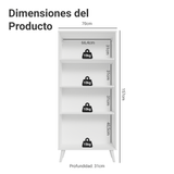 Cristalero 70 cm 2 Puertas de Vidrio con Patas Vik Blanco/Verde/Blanco