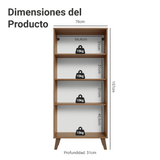 Cristalero 70 cm 2 Puertas de Vidrio con Patas Trapecio Vik Marrón/Verde/Marrón
