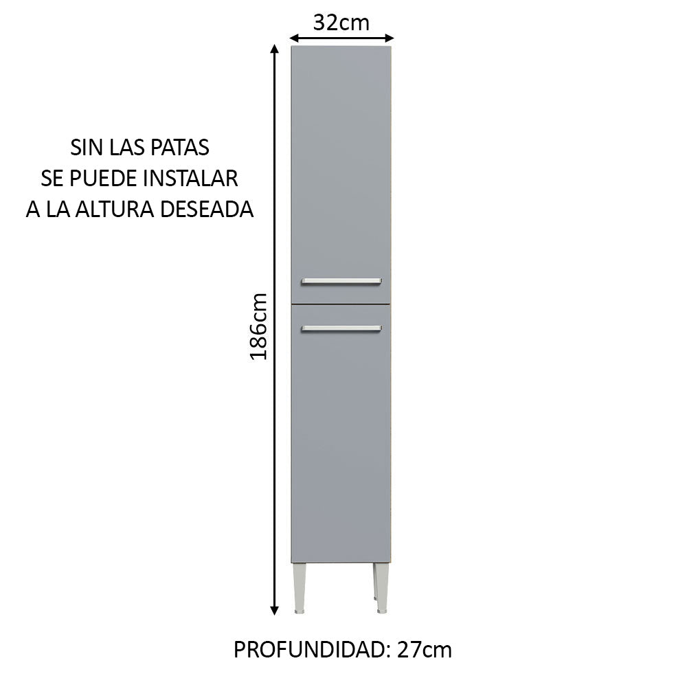 Despensero 32 cm Sin cajones 2 Puertas Emilly Marrón/Gris