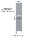 Despensero 32 cm Sin cajones 2 Puertas Emilly Marrón/Gris