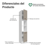 Despensero 40 cm 2 Puertas e 2 Nichos Blanco/Crema Agata Madesa