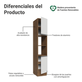 Despensero 40 cm 2 Puertas e 2 Nichos Marrón/Blanco Glamy Madesa