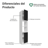 Despensero 40 cm 2 Puertas e 2 Nichos Blanco/Negro Agata Madesa