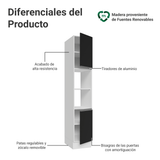 Despensero 40 cm 2 Puertas e 2 Nichos Blanco/Negro Glamy Madesa