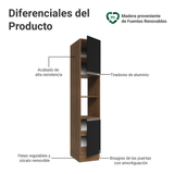 Despensero 40 cm 2 Puertas e 2 Nichos Marrón/Negro Glamy Madesa