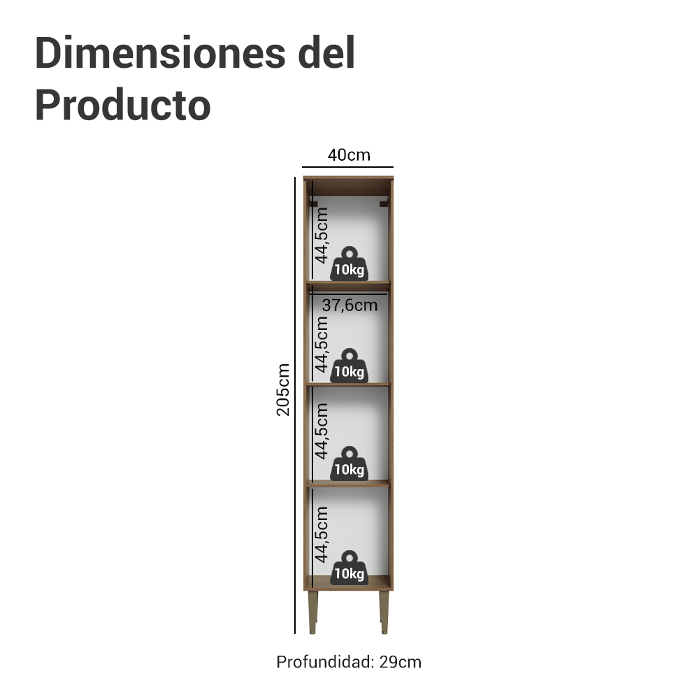 Despensero 40 cm 1 Puerta Marrón/Negro Lille Madesa
