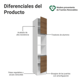 Despensero 40 cm 2 Puertas e 2 Nichos Blanco/Marrón Glamy Madesa